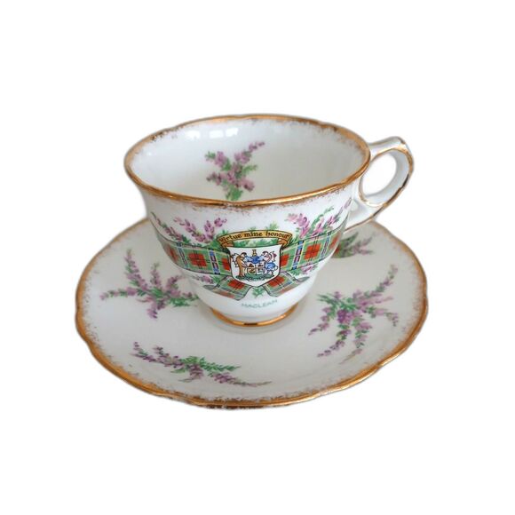 Royal Stafford Clan MacLean Scottish Tartan Cup & Saucer Bone China England - Picture 2 of 5